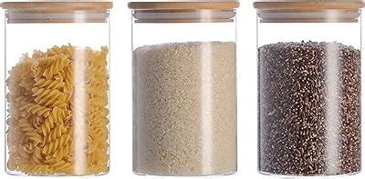 Comsaf Airtight Glass Storage Canister With Wood Lid Oz Ml Clear