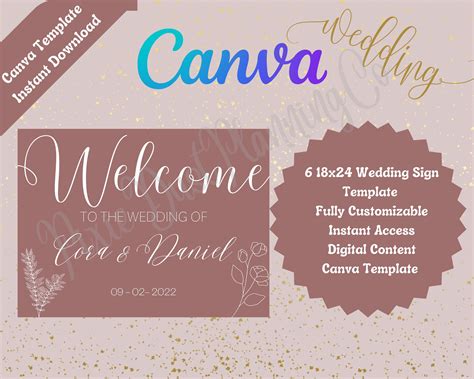 Bundle Of 6 Custom Welcome Sign For Wedding Canva Template Etsy In