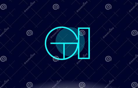 Gi G I Blue Line Circle Alphabet Letter Logo Icon Template Vector