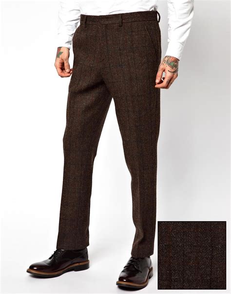 Asos Slim Fit Suit Trousers In Harris Tweed In Brown For Men Lyst