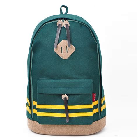 Contrast Color Stripe Canvas Backpack Bag On Luulla