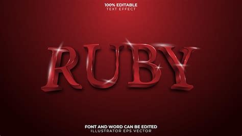 Premium Vector Ruby Text Effect Full Editable Red Blood Shiny Gem