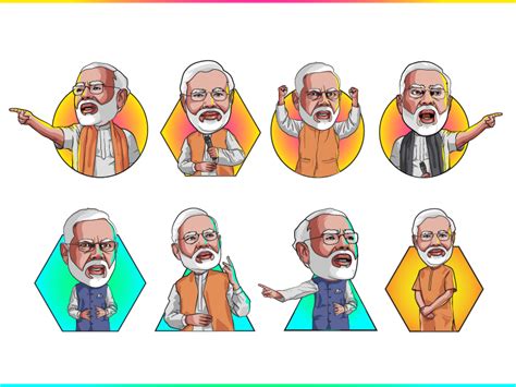 Vector Cartoon Illustration Cute Narendra Modi Talking Isolated White