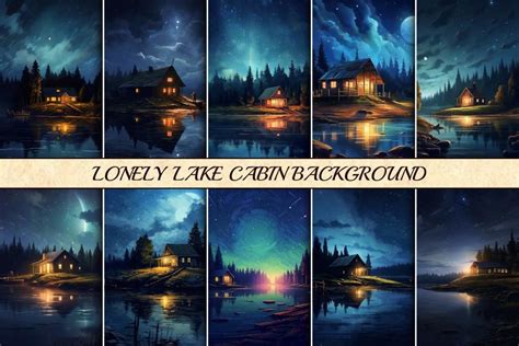 Lonely Lake Cabin Background Graphic By Simplestyles · Creative Fabrica