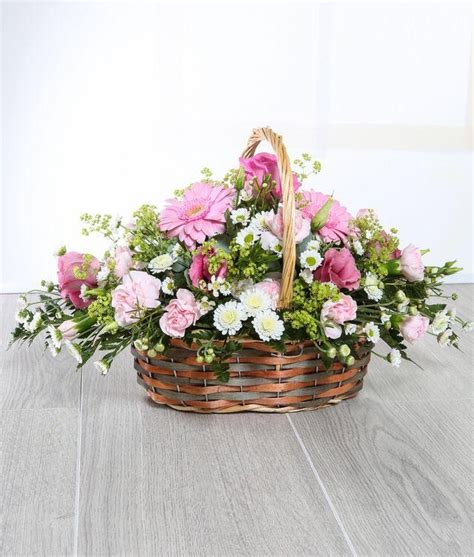 Pink And White Flower Basket Buy Online Or Call 0115 9876593