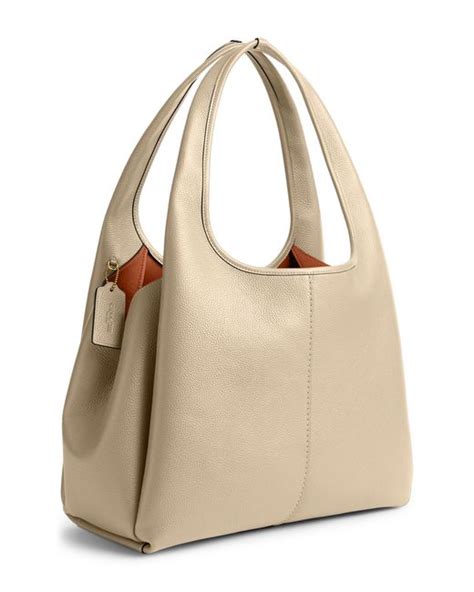 COACH Polished Pebble Leather Lana Shoulder Bag In Natural Lyst