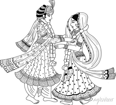 Indian Wedding Symbol Groom And Bride Clip Art Line Art Drawing Wall