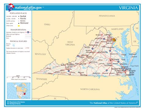 Large Detailed Map Of Virginia State Virginia State Large Detailed Map ...