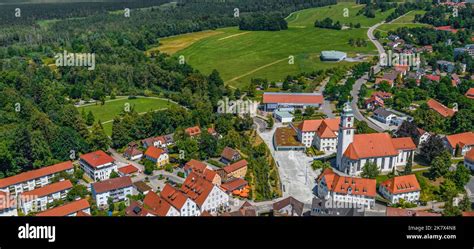 Aerial View To The Little Town Of Bad Wurzach In Upper Swabia Stock