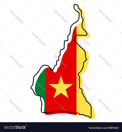 Stylized Outline Map Of Cameroon With National Vector Image