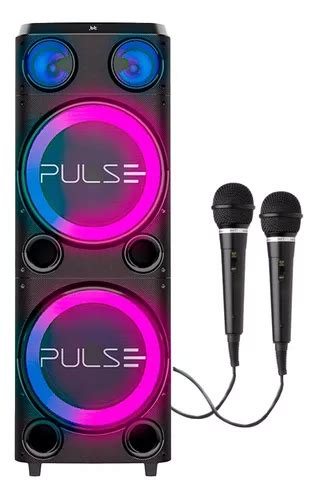 Caixa De Som Torre Pulse Double Sp W Bivolt Mic Cor Preto