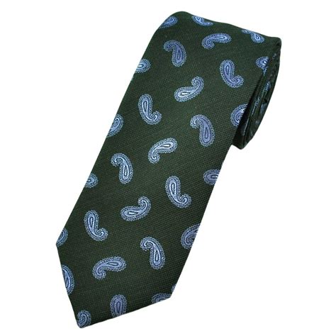 Tresanti Celeste Dark Green Light Blue Paisley Silk Men S Designer