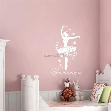 Personalized Ballerina Custom Name Vinyl Wall Sticker Ballet Dancer