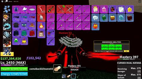 Blox Fruit Lv 2450Max Awaken Dough GodHuman Cursed Dual Katana