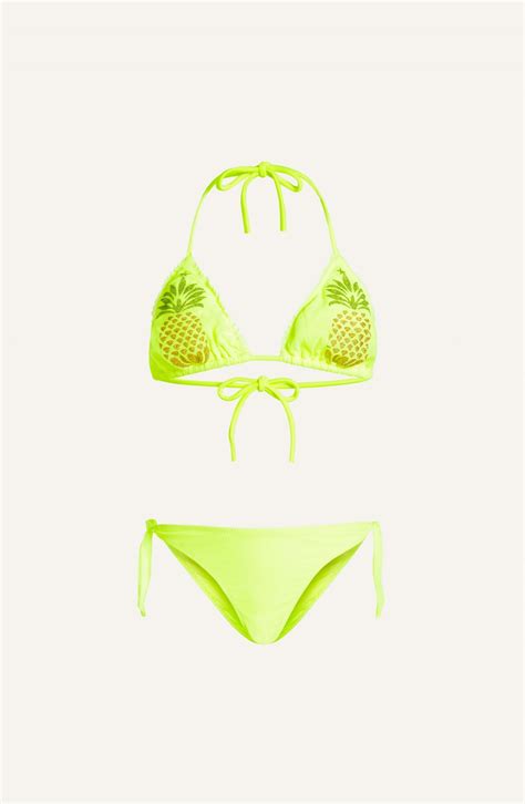 Bikini Triángulo Piña Lurex y Tul Bebé Color Amarillo Talla bebé 6