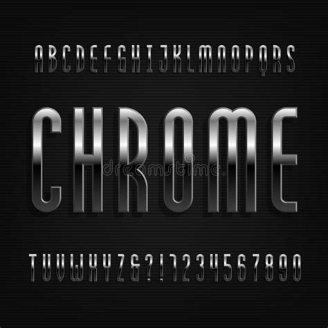 Police D Alphabet D Effet De Chrome Lettres Et Nombres Obliques En