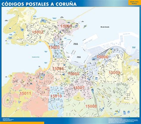 Códigos Postales A Coruña Tienda Mapas Posters Pared