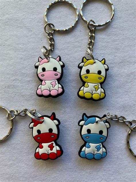 Cow Farmyard Keyringskeychains Cartoon Cute Emo Kids Goth Etsy