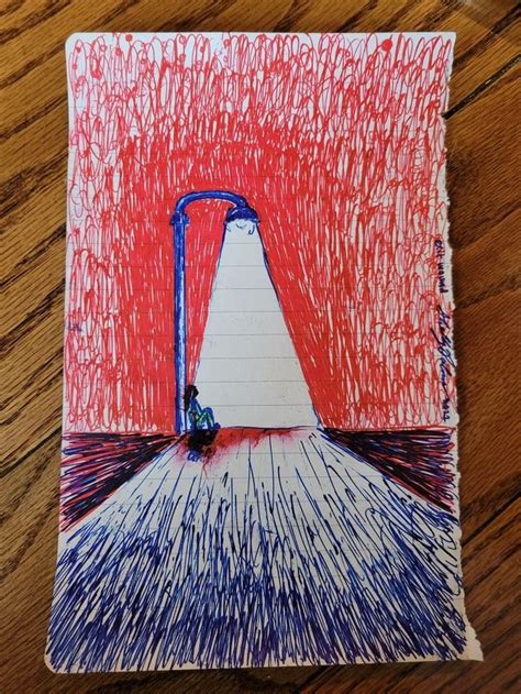 A Piece Of Paper That Has Been Drawn With Colored Pencils