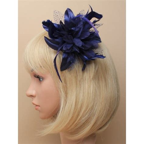 Navy Blue Fascinator Wedding Fascinator Floral Dark Blue Pillbox Ascot Hat Midnight Blue