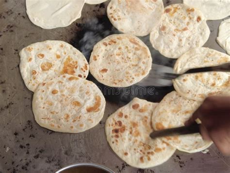 Cooking Roti Chapati On A Big Cooking Pan Stock Photo Image Of