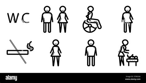 Creative Wc And Toilet Black Line Icon Set In Vector Format Unusual