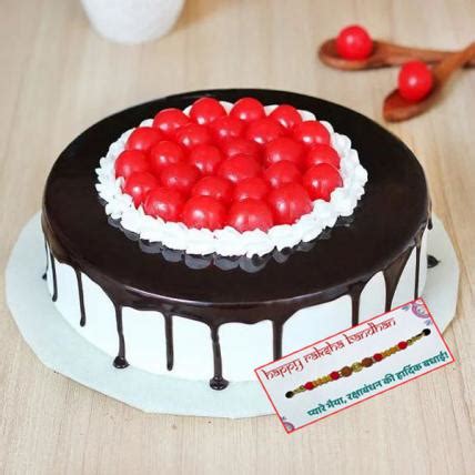 Send Black Forest Cake With Lots Of Cherry With Rakhi Online In India