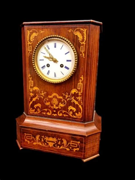 ANTIQUE CLOCK CARRIAGE Mantel Clock French Very Large Fine Inlaid