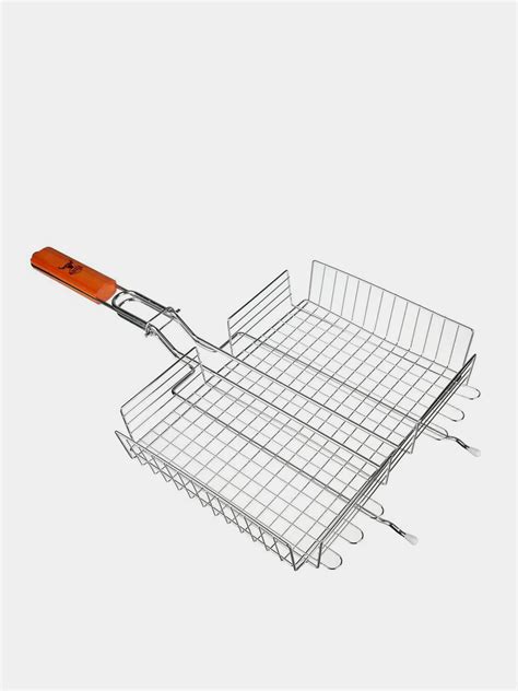 Решётка гриль со съёмной ручкой хромированная сталь 57x30x25 глубина 5 см купить по цене 1000