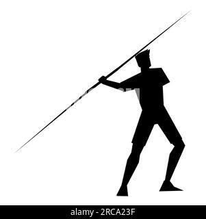 Javelin Throw Male Athlete Black Silhouette Stock Vector Image Art