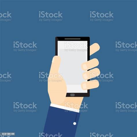 Human Hand Holding Smartphone Smart Mobile Phone Flat Vector