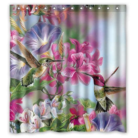 Greendecor Funny Bird Hotstyle Hummingbird Waterproof Shower Curtain