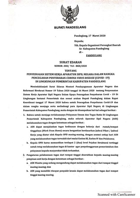 Surat Edaran Bupati Pandeglang