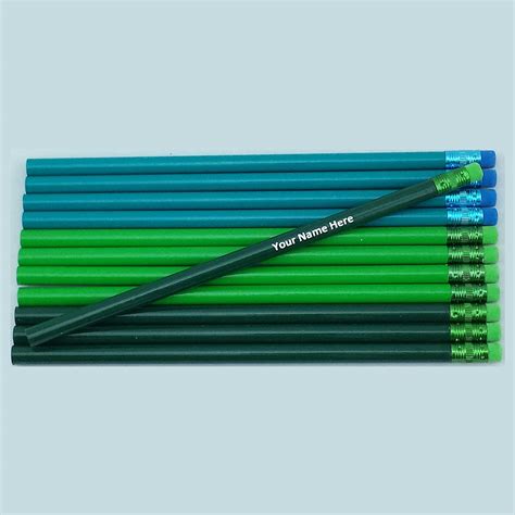 Ezpencils Personalized Tri Color Green Round Pencils