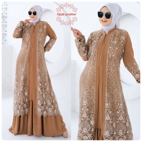 Flash Sale Bjz Naira Dress Gamis Crinkle Premium Mix Brokat Terbaru