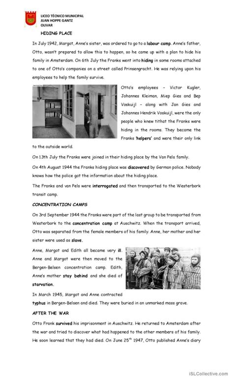 Biography Of Anne Frank 10 Pages O English ESL Worksheets Pdf Doc