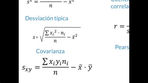 Cálculo De La Covarianza El Coeficiente De Correlación Lineal Pearson Estadística