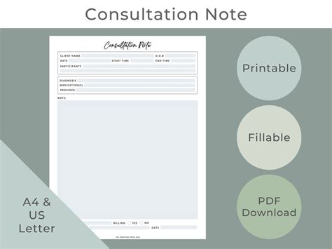 Therapy Consultation Note Template Therapy Notes Therapy Tools Therapy Notes Printable