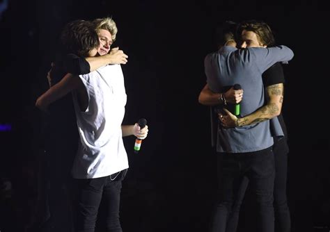 Niall And Louis Hug And Harry And Liam Hug On Last Show Otra Sheffield 31 10 2015 One