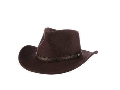 Wool Felt Outback Hat With Faux Leather Trim Explorer Hats