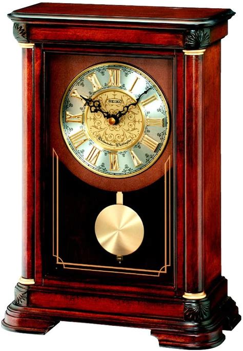 Seiko Wooden Pendulum Mantle Mantel Quartz Battery Clock With