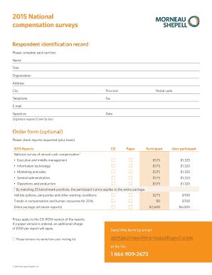 Fillable Online Respondent S Identification And Order Form 2015