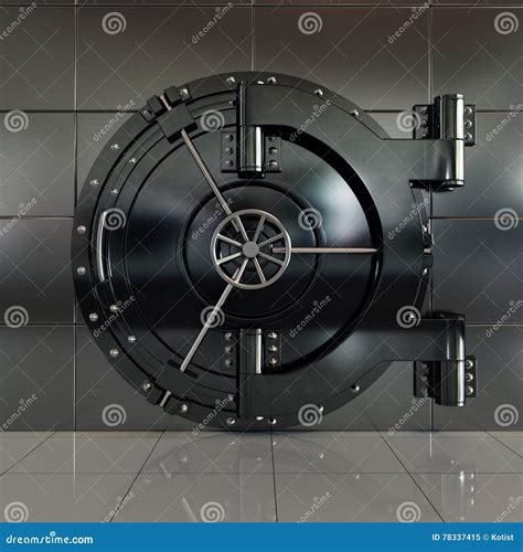 Closed Front View Bank Vault Door Stock Illustration Illustration Of