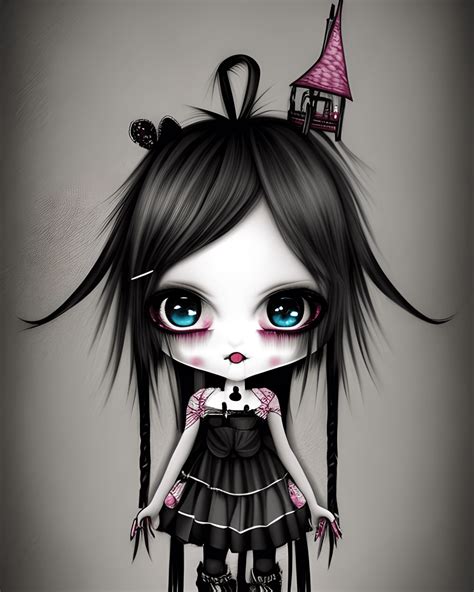 Cute Gothic Emo Girl Hyper Realistic Graphic · Creative Fabrica