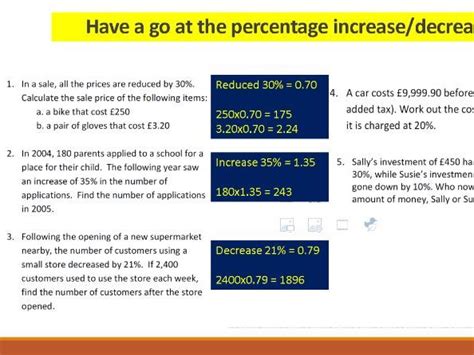 GCSE BUSINESS PERCENTAGE INCREASES DECREASES CHANGES GCSE BUSINESS