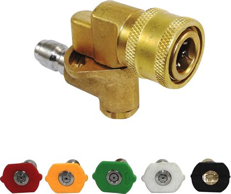 Pressure Washer Nozzle Tips And 90 Degree Quick Connecting Pivoting Coupler Quick