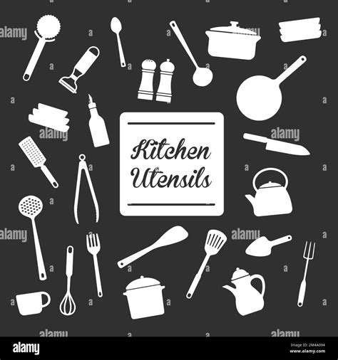 Hanging Kitchen Utensil Vector Illustration Set Stock Vector Image