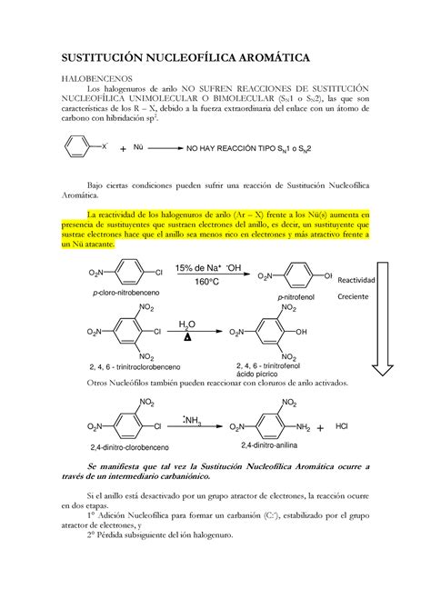 Sustituci N Nucleof Lica Arom Tica Sustituci N Nucleof Lica Arom Tica