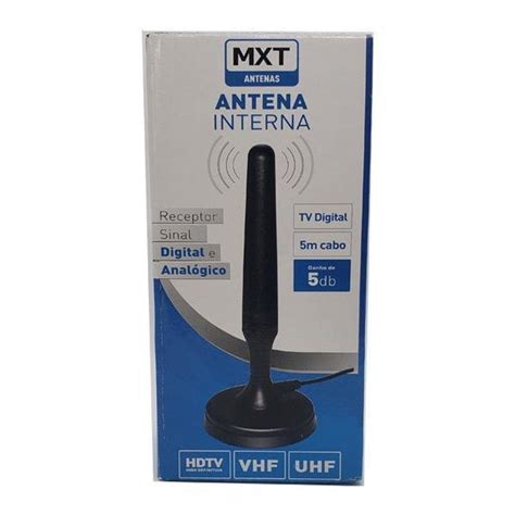 Antena Digital Interna 5db Cabo 5 Metros MDTV 100B MXT MadeiraMadeira