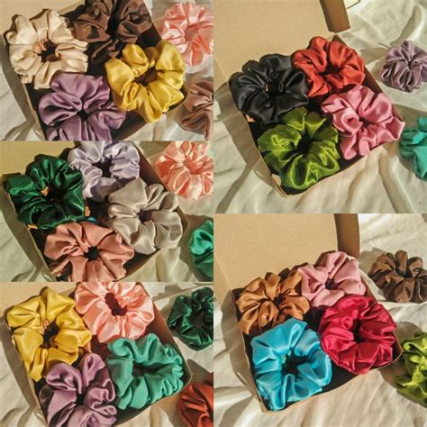 Jual Scrunchie Warna Satin Glossy Cepol Hijab Aksesoris Ikat